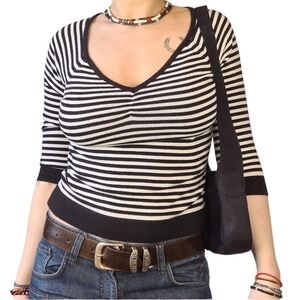 Dockers Blue & White V-Neck Size S